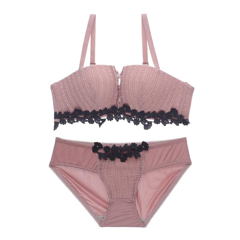 Gorgeous Women Sexy High Quality Underwear - Velvet Comfortable 1/2 Cup - Lace Underwear Set (TSB4)(F27)