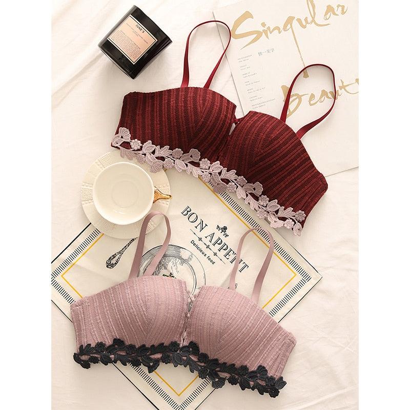Gorgeous Women Sexy High Quality Underwear - Velvet Comfortable 1/2 Cup - Lace Underwear Set (TSB4)(F27)