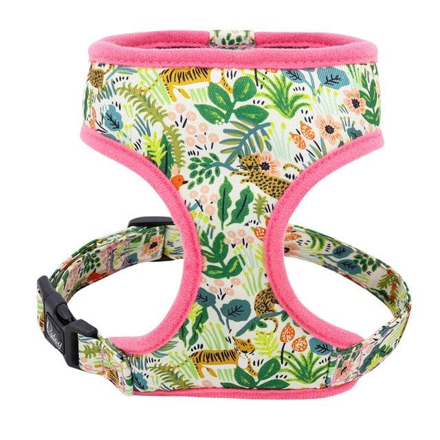 Nylon Dog Harness And Leash Set - Fashion Printed No Pull Pet Dog Harness Vest Lead (D70)(2W1)(3W1)