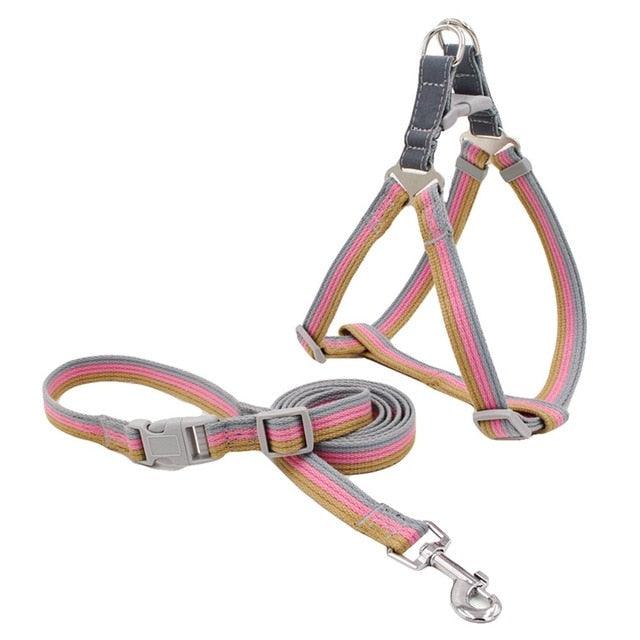 Nylon Pet Dog Harness And Leash Set - Adjustable Dog Vest Harness Running Leash Strap Belt Traction Rope (2U70)