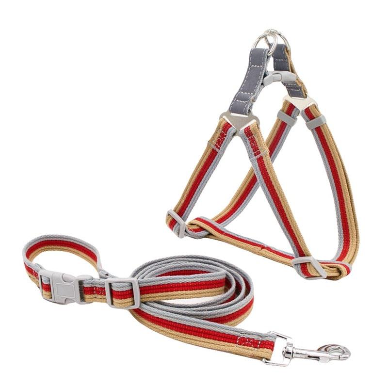 Nylon Pet Dog Harness And Leash Set - Adjustable Dog Vest Harness Running Leash Strap Belt Traction Rope (2U70)