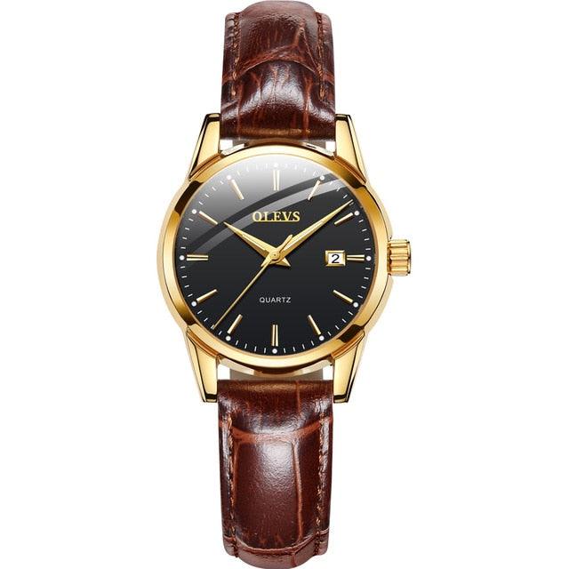 Gorgeous Women's Watches - Fashion Casual Luxury Dress Genuine Brown Leather Waterproof (1U82)(9WH3)
