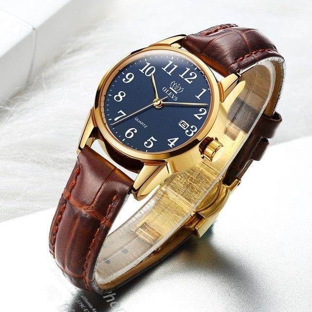 Gorgeous Women's Watches - Fashion Casual Luxury Dress Genuine Brown Leather Waterproof (1U82)(9WH3)
