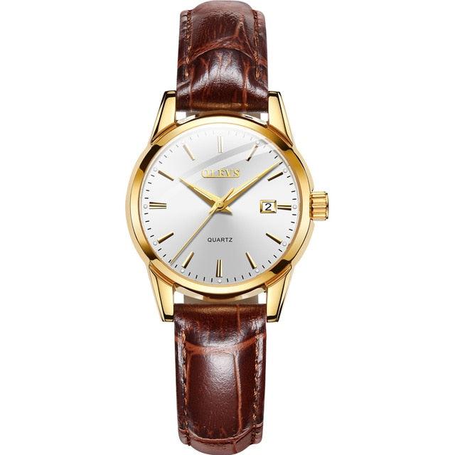 Gorgeous Women's Watches - Fashion Casual Luxury Dress Genuine Brown Leather Waterproof (1U82)(9WH3)