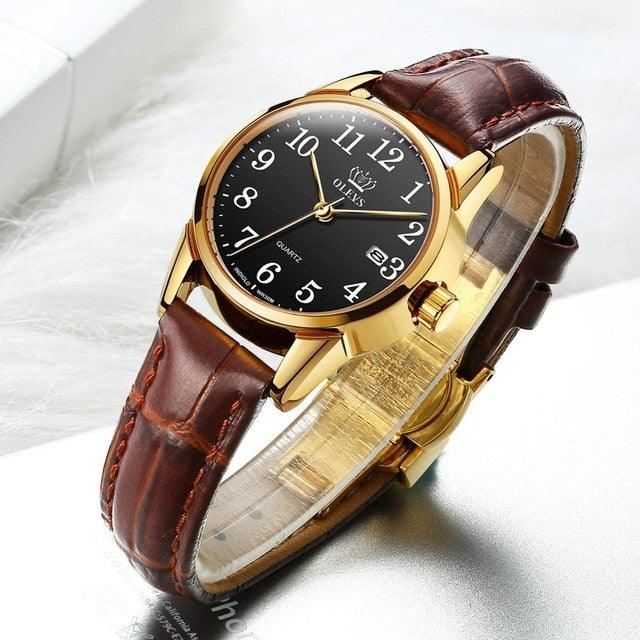Gorgeous Women's Watches - Fashion Casual Luxury Dress Genuine Brown Leather Waterproof (1U82)(9WH3)