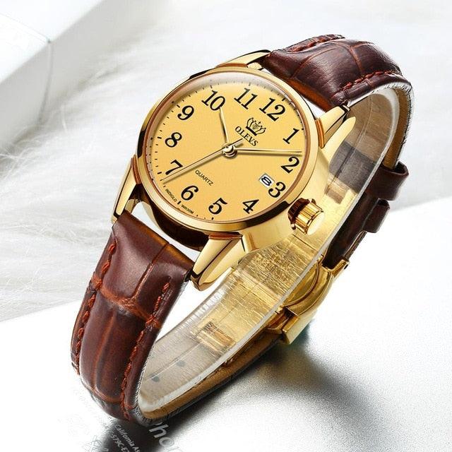 Gorgeous Women's Watches - Fashion Casual Luxury Dress Genuine Brown Leather Waterproof (1U82)(9WH3)