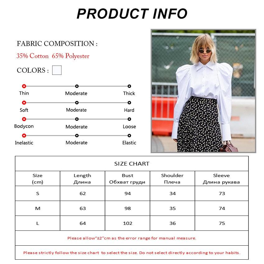 Gorgeous Elegant White Puff Sleeve Blouse - Women Office Lady Shirts - Work Wear - Turn Down Collar (D19)(TB4)