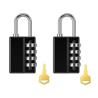 2PCS 4 Digit Padlock Combination With Key - Strong Steel Key Lock With Key (LT6)