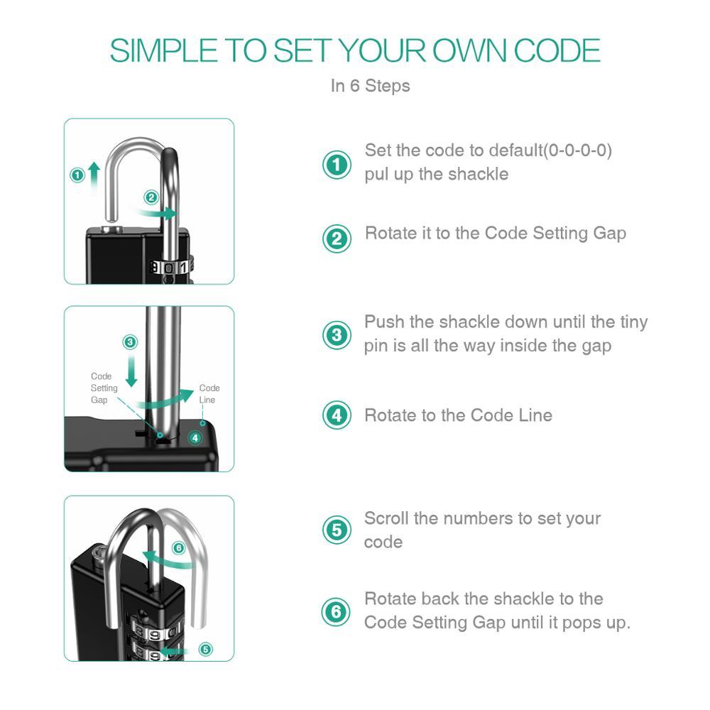 2PCS 4 Digit Padlock Combination With Key - Strong Steel Key Lock With Key (LT6)
