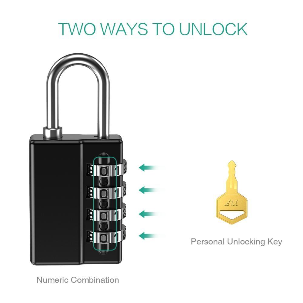 2PCS 4 Digit Padlock Combination With Key - Strong Steel Key Lock With Key (LT6)