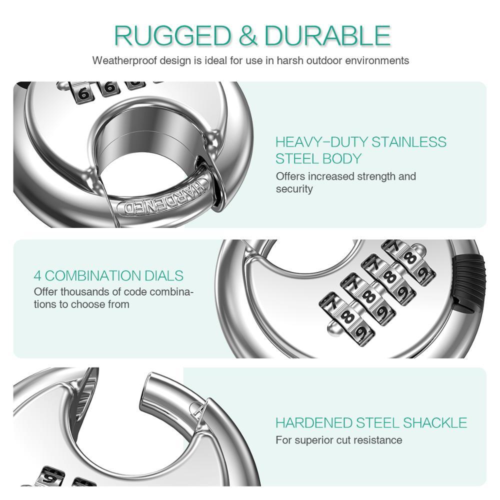 4 Digit Combination Lock Round Padlock - Stainless Steel Lock (LT6)(F104)