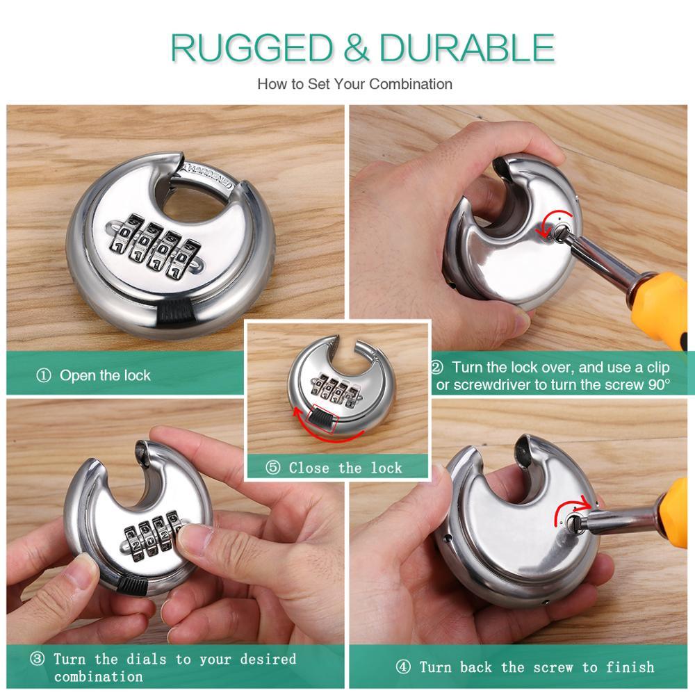 4 Digit Combination Lock Round Padlock - Stainless Steel Lock (LT6)(F104)
