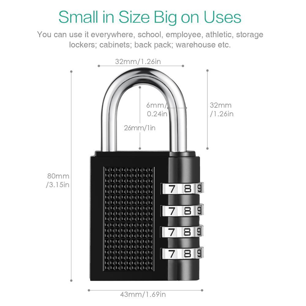 4 Digit Combination Padlock - 2PCS Durable Locks - Home Gate Toolbox Locker Outdoor (LT6)