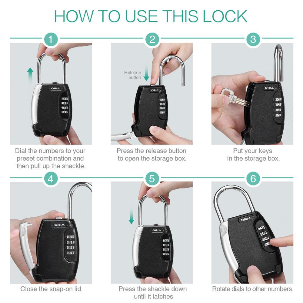 Key Storage Lock Box - Padlock Key Storage Safety Box Lock - 4 Digit Waterproof Padlock (LT6)(F104)
