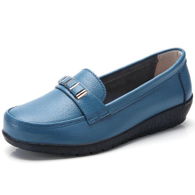 Soft Leisure Flats Women Leather Shoes - Loafers Casual Female Footwear (D40)(FS)