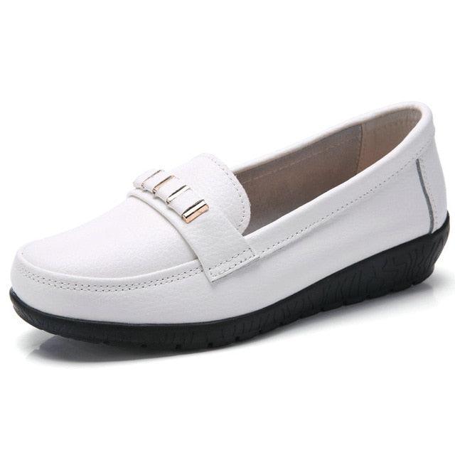 Soft Leisure Flats Women Leather Shoes - Loafers Casual Female Footwear (D40)(FS)