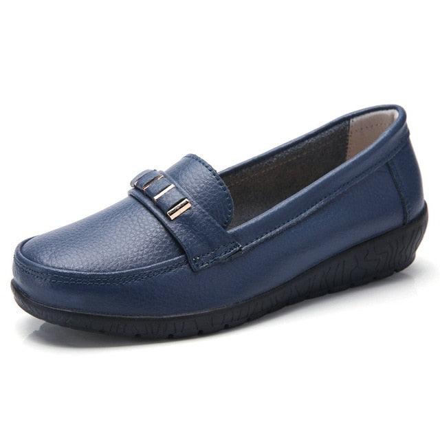 Soft Leisure Flats Women Leather Shoes - Loafers Casual Female Footwear (D40)(FS)
