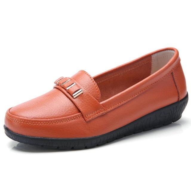Soft Leisure Flats Women Leather Shoes - Loafers Casual Female Footwear (D40)(FS)