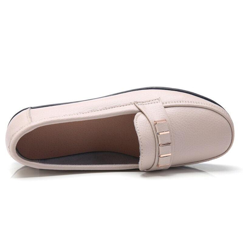 Soft Leisure Flats Women Leather Shoes - Loafers Casual Female Footwear (D40)(FS)