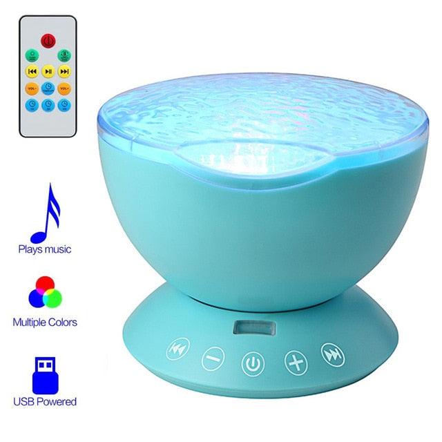 Ocean Wave Projector Light - Music Player Remote Control USB Starry Projection Living Bedroom Party Decor Gifts (LL4)1(1U58)