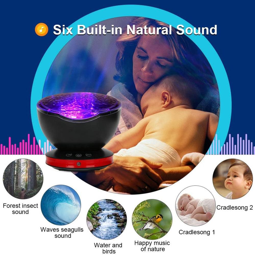 Ocean Wave Projector Light - Music Player Remote Control USB Starry Projection Living Bedroom Party Decor Gifts (LL4)1(1U58)