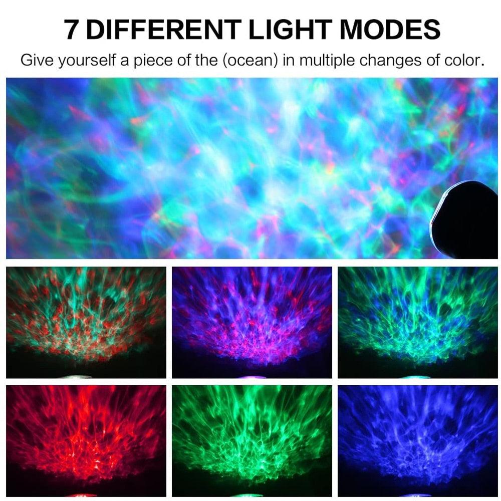 Ocean Wave Projector Light - Music Player Remote Control USB Starry Projection Living Bedroom Party Decor Gifts (LL4)1(1U58)