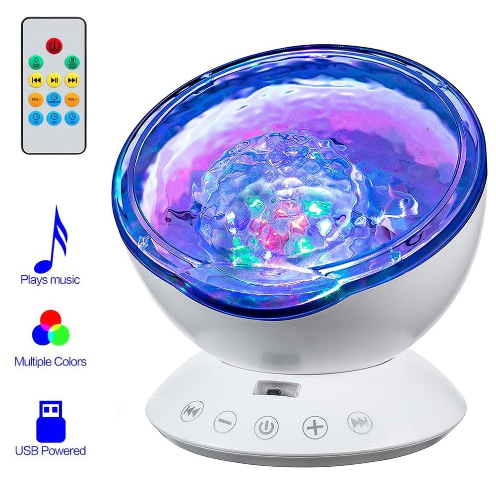 Ocean Wave Projector Light - Music Player Remote Control USB Starry Projection Living Bedroom Party Decor Gifts (LL4)1(1U58)