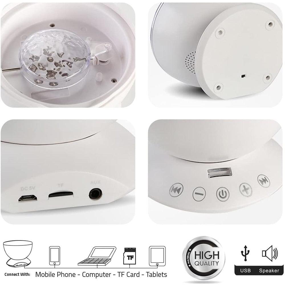 Ocean Wave Projector Light - Music Player Remote Control USB Starry Projection Living Bedroom Party Decor Gifts (LL4)1(1U58)