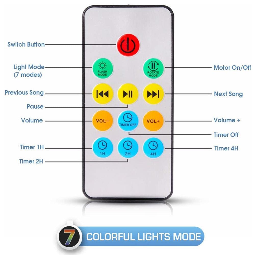 Ocean Wave Projector Light - Music Player Remote Control USB Starry Projection Living Bedroom Party Decor Gifts (LL4)1(1U58)