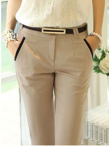 Gorgeous Trending Office Ladies Work Trousers - Elegant Women Plus Size (Black & Khaki) Business Pencil Pants- High Quality Suit Pants (D25)(BP)