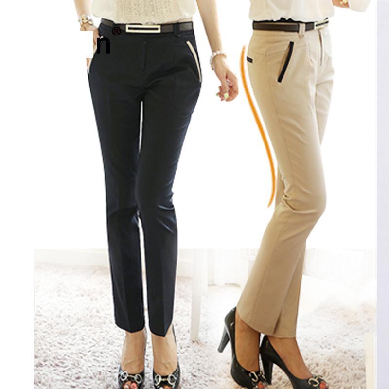 Gorgeous Trending Office Ladies Work Trousers - Elegant Women Plus Size (Black & Khaki) Business Pencil Pants- High Quality Suit Pants (D25)(BP)