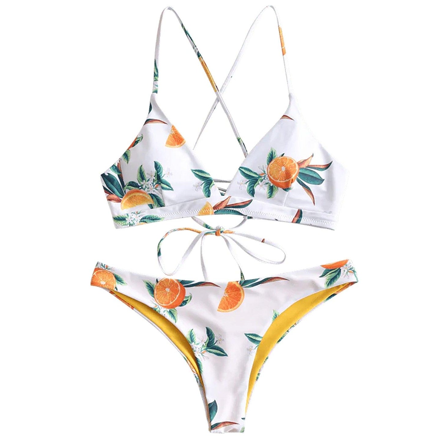Cute Orange Printed Bikini Set- Sexy Women Swimwear - New Push Up Bathing Suit - Female Brazilian Bikini Set (1U26)