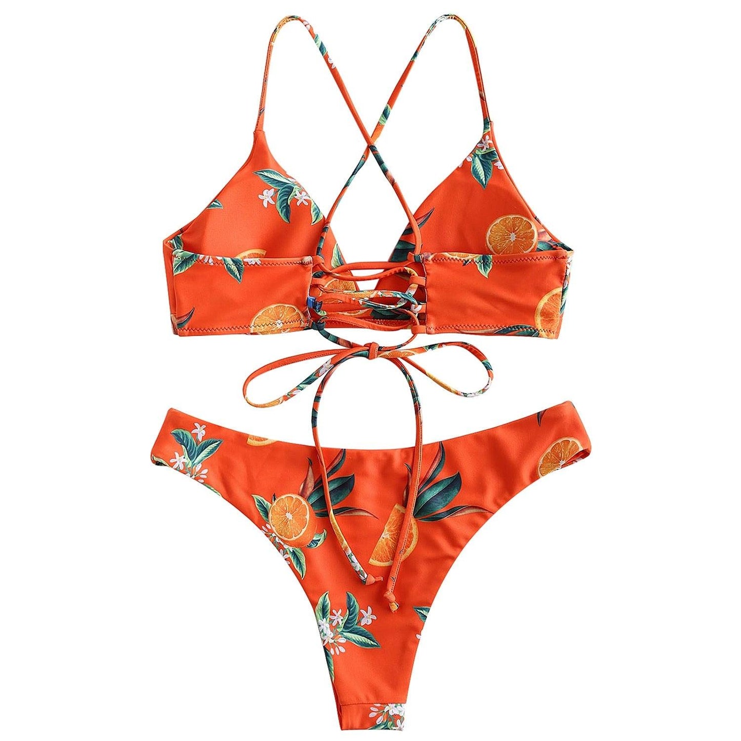 Cute Orange Printed Bikini Set- Sexy Women Swimwear - New Push Up Bathing Suit - Female Brazilian Bikini Set (1U26)