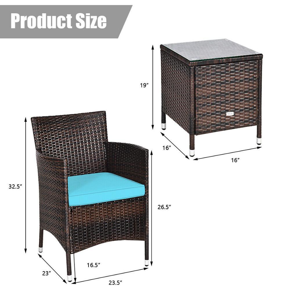 Outdoor 3 PCS Rattan Wicker Furniture Sets Chairs Coffee Table Garden (FW1)(FW2)(1U67)