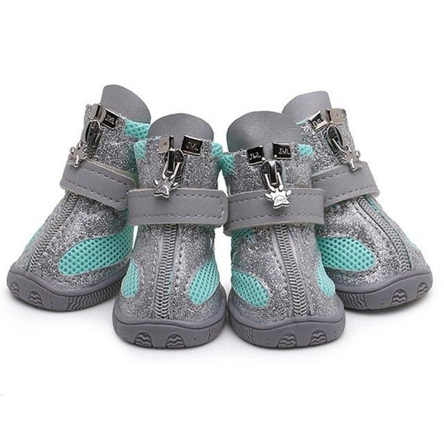 Outdoor Dog Shoes - Anti-slip Pet Boots Paw Protector Reflective Straps Dog Breathable Net Shoes (W8)(F69)