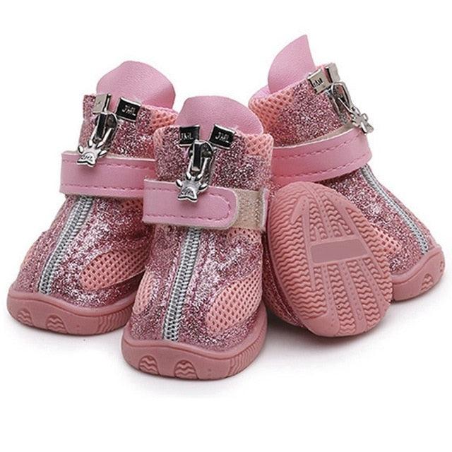 Outdoor Dog Shoes - Anti-slip Pet Boots Paw Protector Reflective Straps Dog Breathable Net Shoes (W8)(F69)