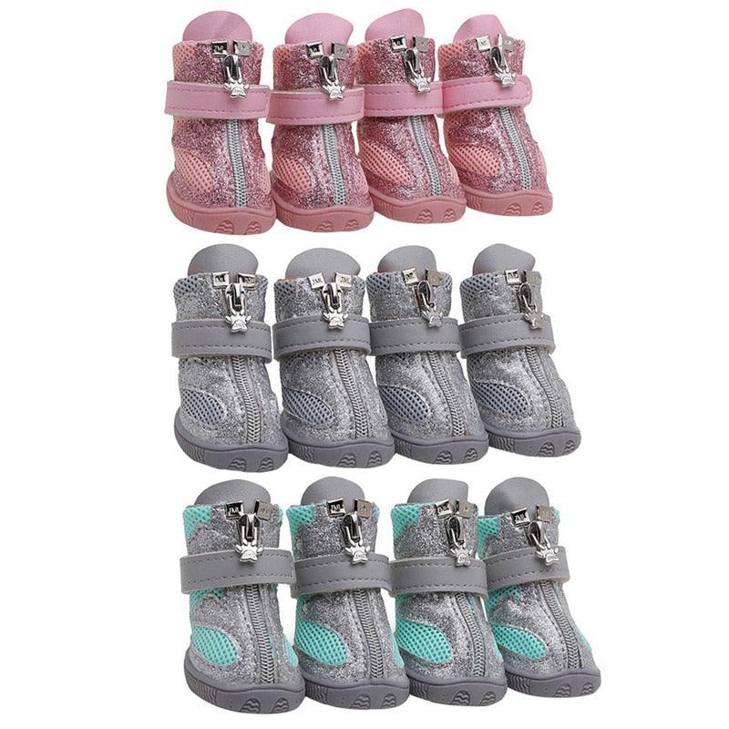 Outdoor Dog Shoes - Anti-slip Pet Boots Paw Protector Reflective Straps Dog Breathable Net Shoes (W8)(F69)