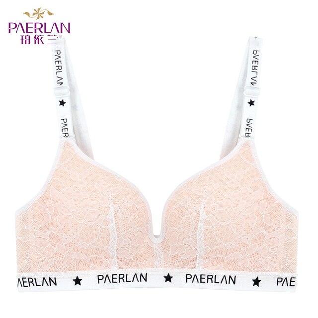 Cute Wire Free Non-Sponge Slim Cup Lace Floral Bra - Seamless Large Size Breasts Push Up Women Underwear 3/4 Cup (TSB3)(F27)