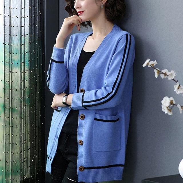 Cute Fashion Women's Cardigan - Casual Autumn V Neck Sweater - Soft Knitted Jacket Coat (TP4)(TB8C)(BCD2)(F20)(F35)