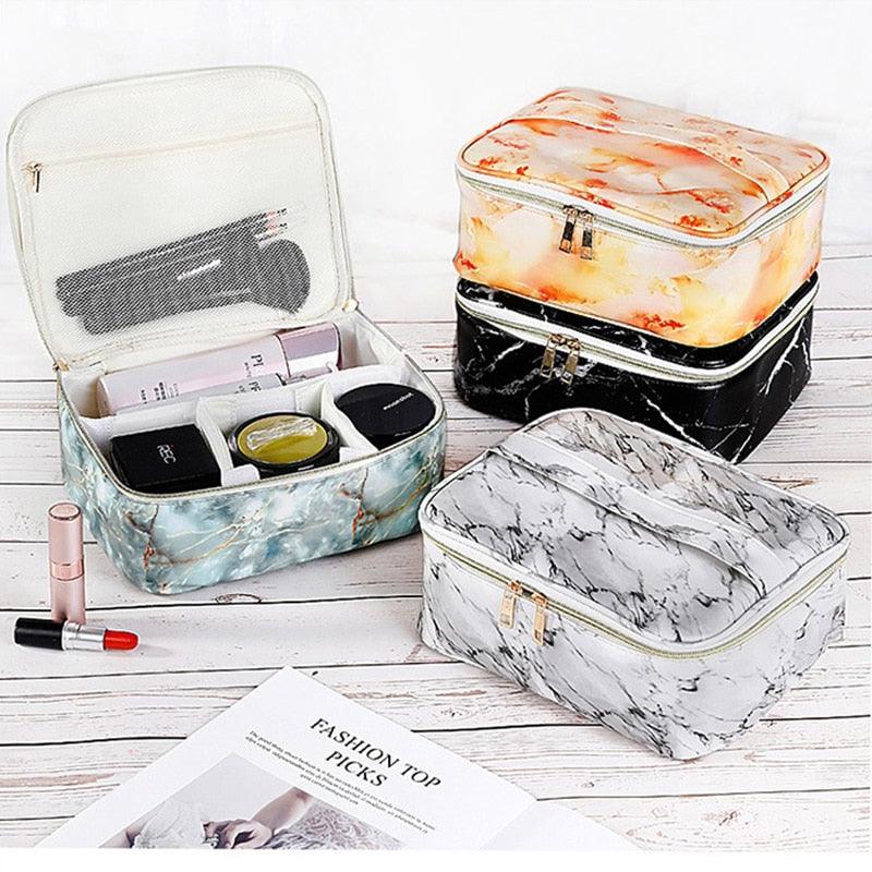 PU Marble Cosmetic Bag - Make Up Bags - Waterproof Necessaries Storage Organizer Toilet Travel (1U79)