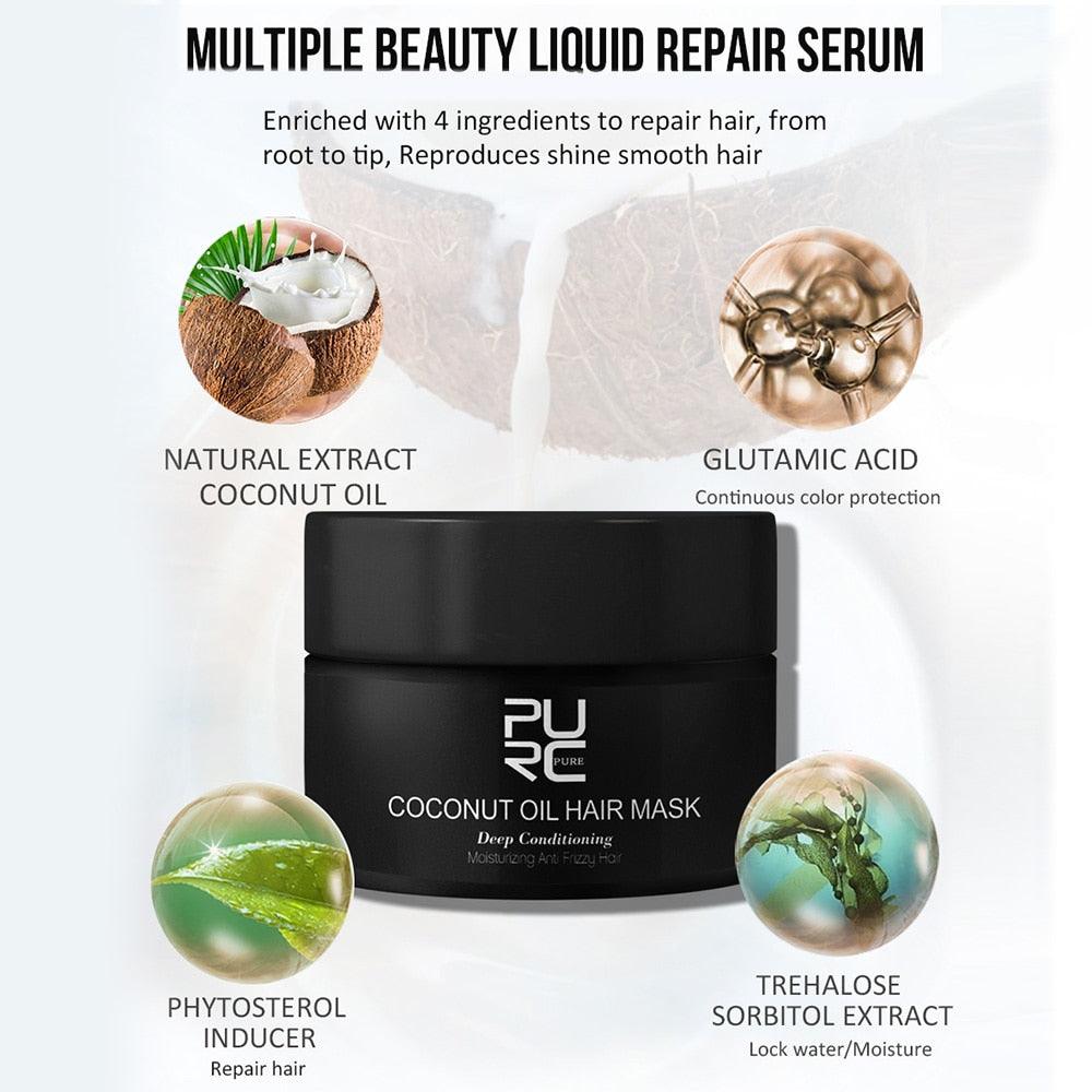 Coconut Oil Hair 50ml Repairs Damage Deep Conditioning Mask Hair Scalp Treatment for Hair Care (BD3)(1U45)(M5)(1U86)