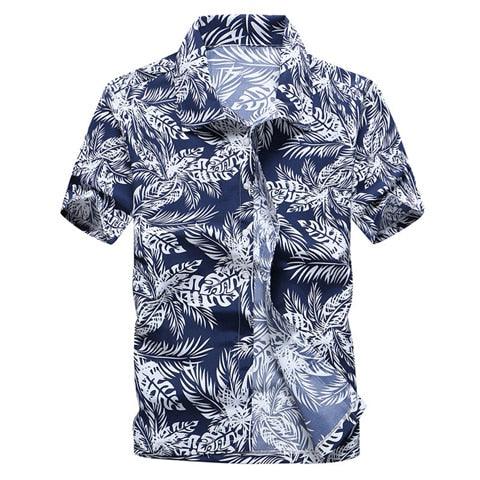 Great Palm Tree Printed Hawaiian Beach Shirt - Men Summer Short Sleeve Holiday Vacation Clothing (TM1)(F8)