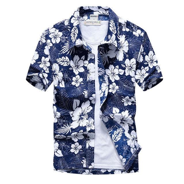 Great Palm Tree Printed Hawaiian Beach Shirt - Men Summer Short Sleeve Holiday Vacation Clothing (TM1)(F8)