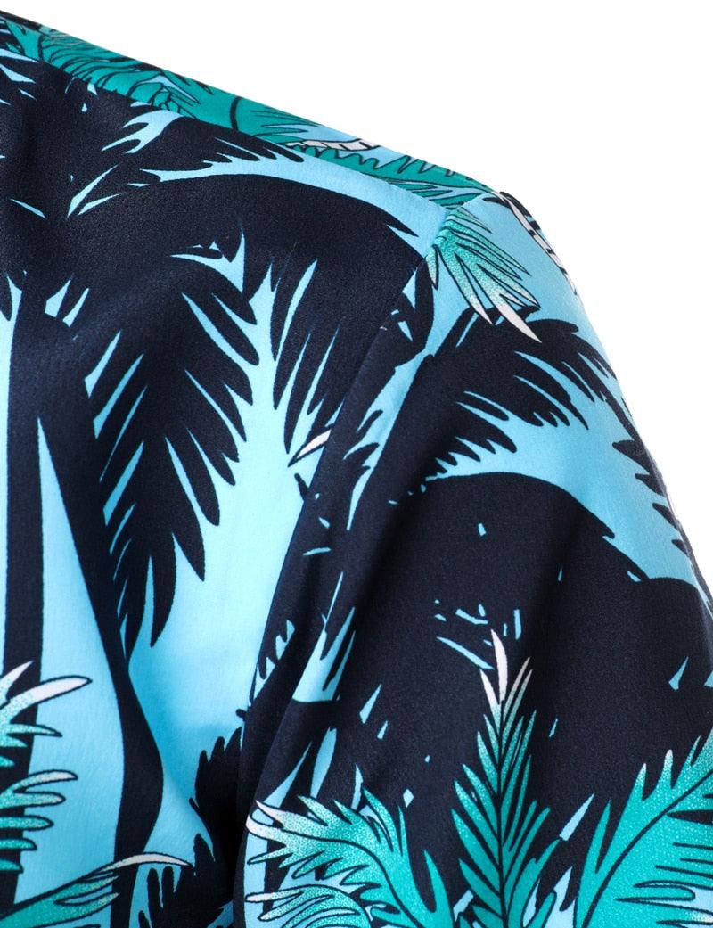 Great Palm Tree Printed Hawaiian Beach Shirt - Men Summer Short Sleeve Holiday Vacation Clothing (TM1)(F8)