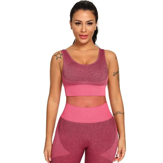 Great Yoga Tank Build In Bra Sportswear - Push Up Padded Fitness Bra - Gym Running Yoga Sports Crop Tops (1U24)