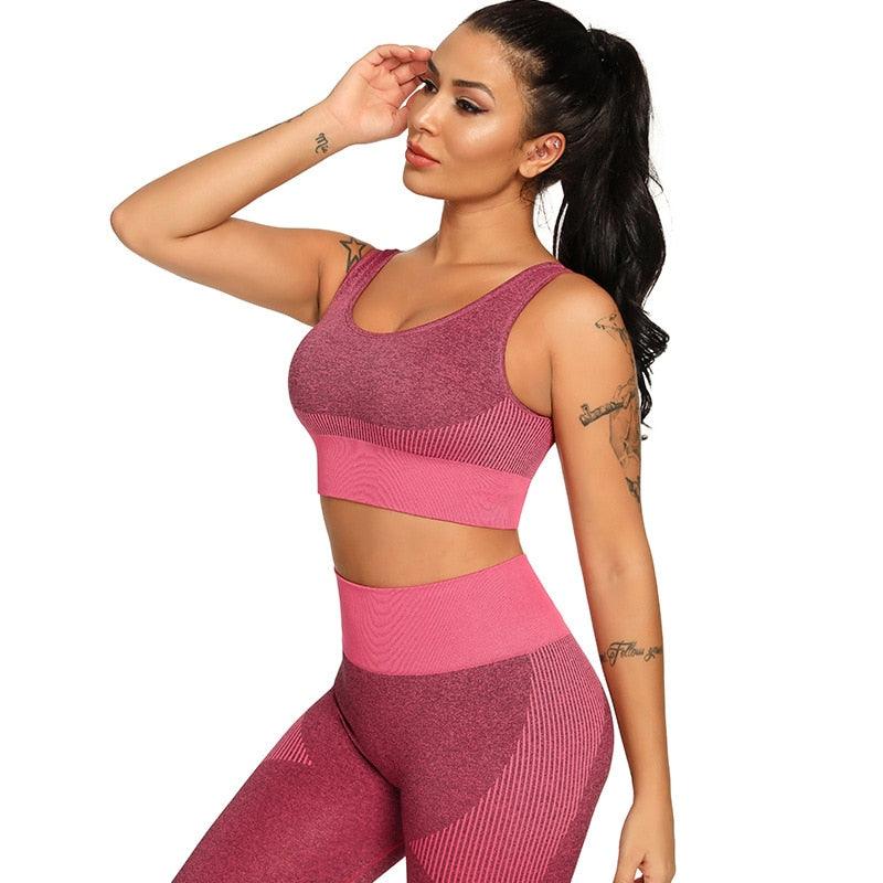 Great Yoga Tank Build In Bra Sportswear - Push Up Padded Fitness Bra - Gym Running Yoga Sports Crop Tops (1U24)