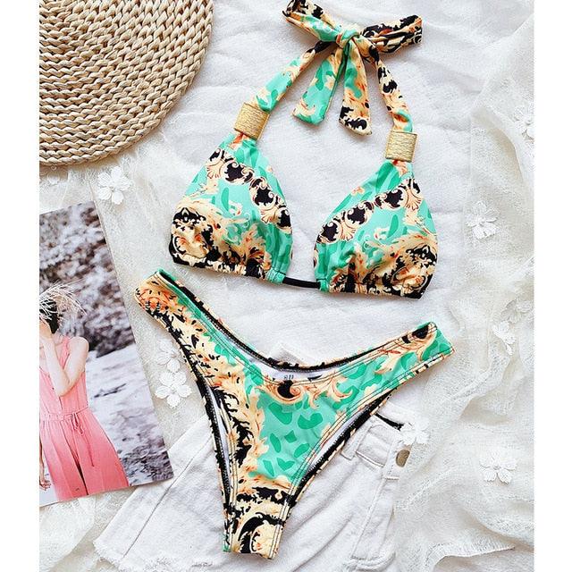 Sexy Bikinis - Halter Bandage Swimsuit - Female Triangle Push Up Women Swimwear (D26)(TB8D)