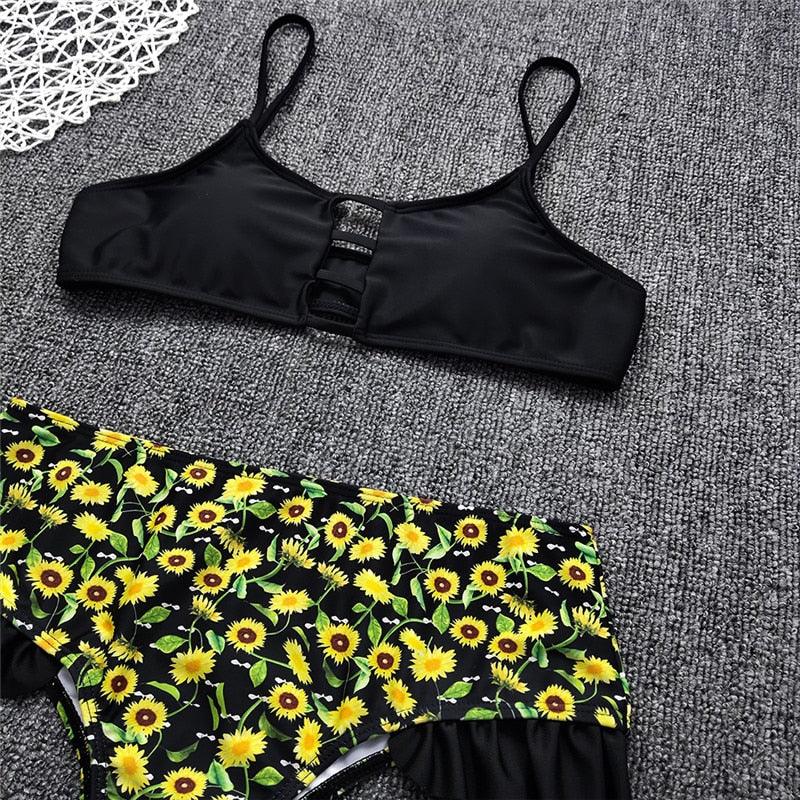 Trending Summer Floral Print Bikini - Hollow Out Swimsuit - Two Piece Suit - Sexy Bathing Beach Wear (TB8D)(F26)
