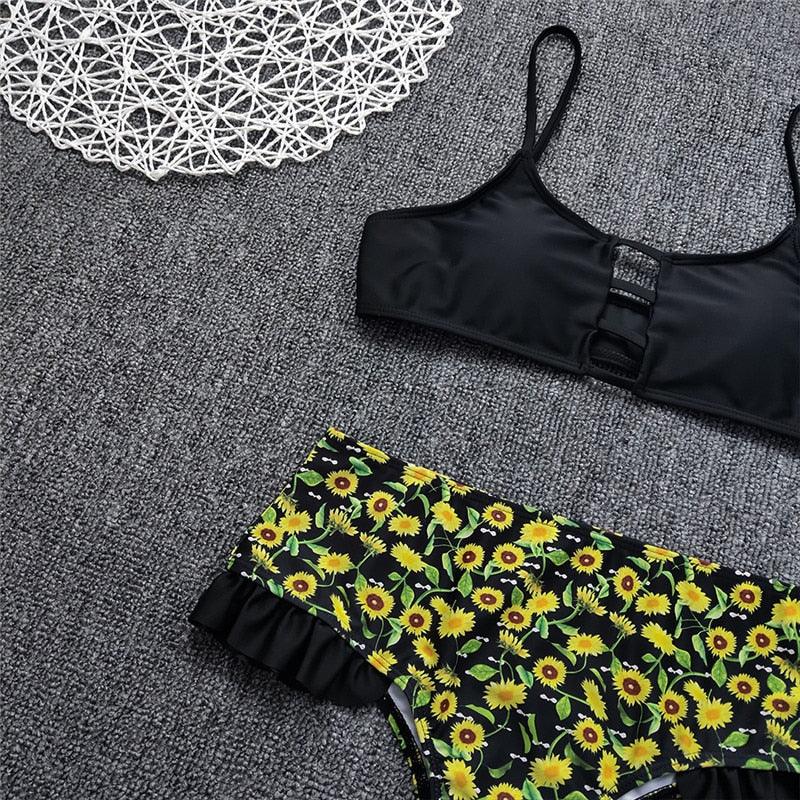 Trending Summer Floral Print Bikini - Hollow Out Swimsuit - Two Piece Suit - Sexy Bathing Beach Wear (TB8D)(F26)