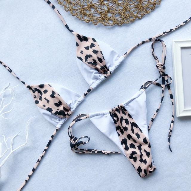 Trending Halter Leopard Ladies Swimwear - Women Sexy Swimsuit - Female Bathing Suit - Summer Beach Wear Set (TB8D)(F26)